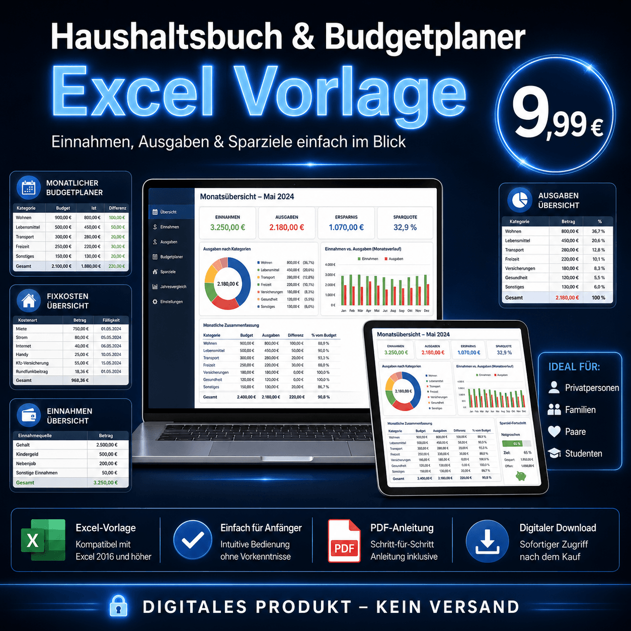 Haushaltsbuch Excel Vorlage – Einnahmen und Ausgaben übersichtlich erfassen